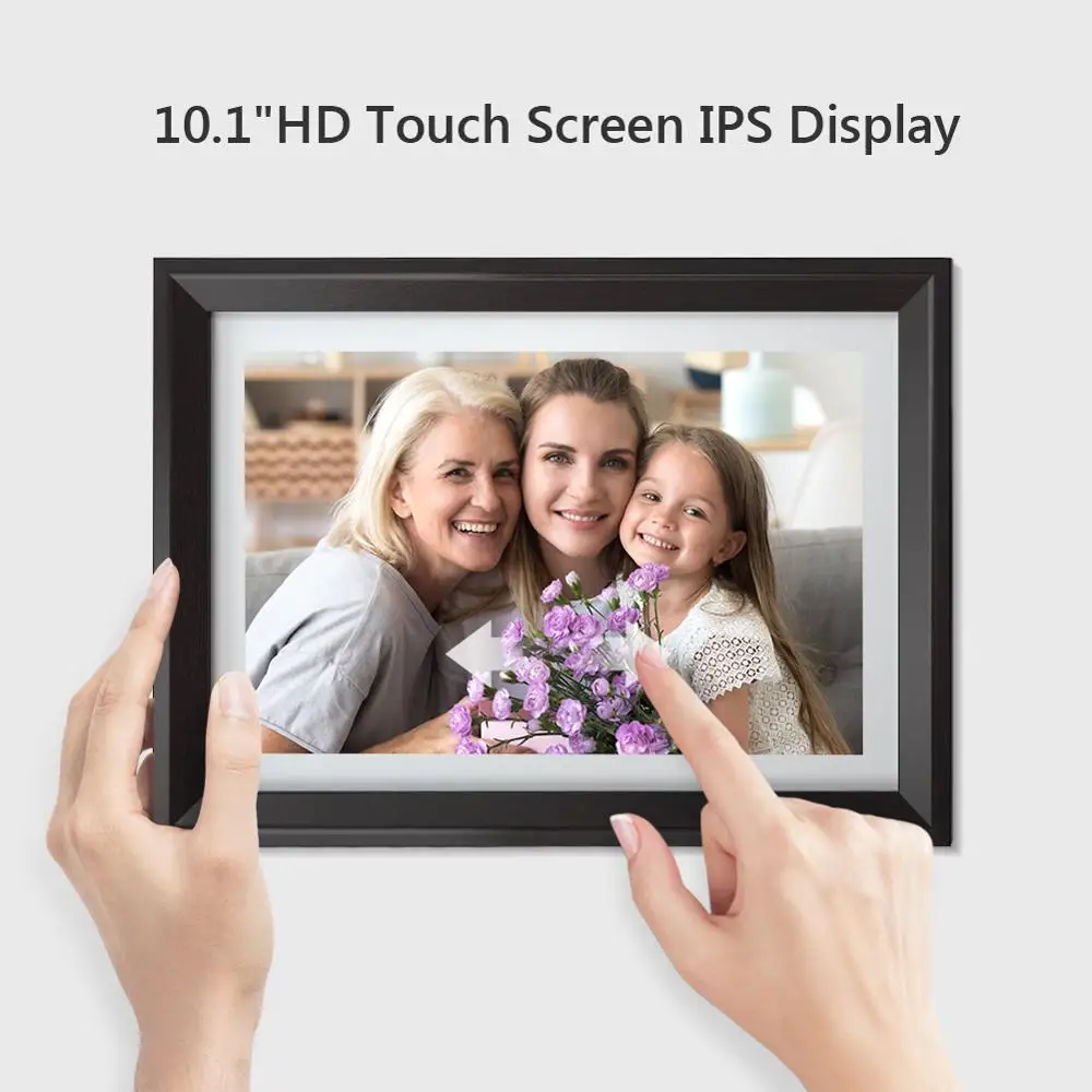 Цифровая фоторамка с сенсорным экраном 800x1280 IPS 10 дюймовая умная Wi Fi ЖК панель 16 Гб