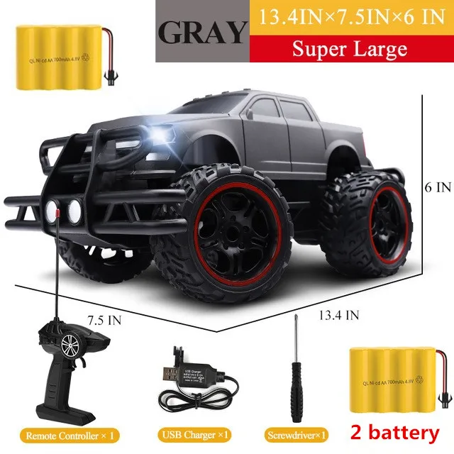 Gray 2 battery Электрический автомобиль RC внедорожный грузовик высокоскоростной гоночный автомобиль для скалолазания перезаряжаемый, прочный и простой в управлении детские игрушки RC автомобиль - Цвет: Gray 2 battery