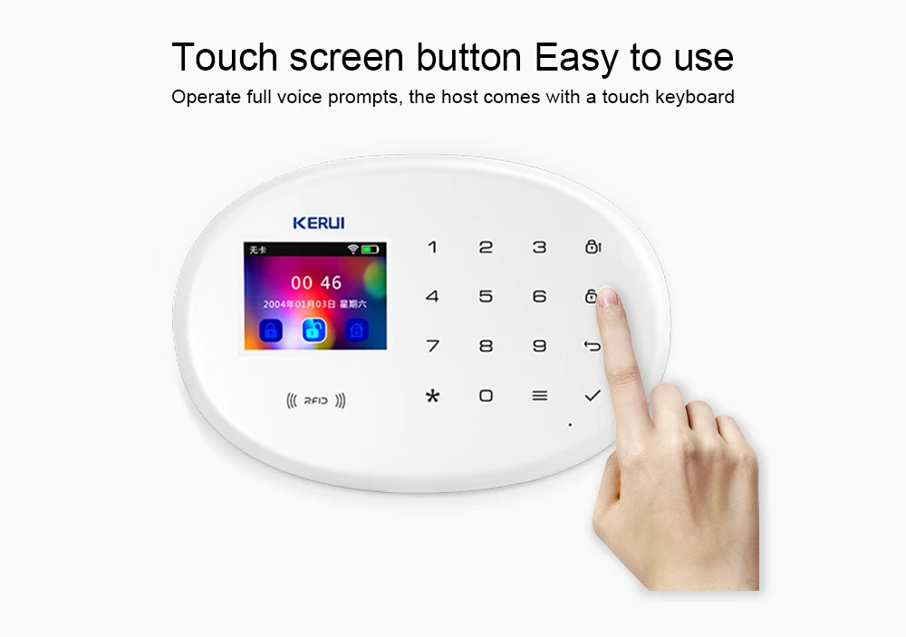 Sistema de Alarme Rede sem Fio Kerui Fortificação Tela Colorida Toque Teclado Movimento Casa Inteligente 2.4g Wifi Conexão W20 Gsm App 3 inteligente 2.4g wifi conexão rede sem fio