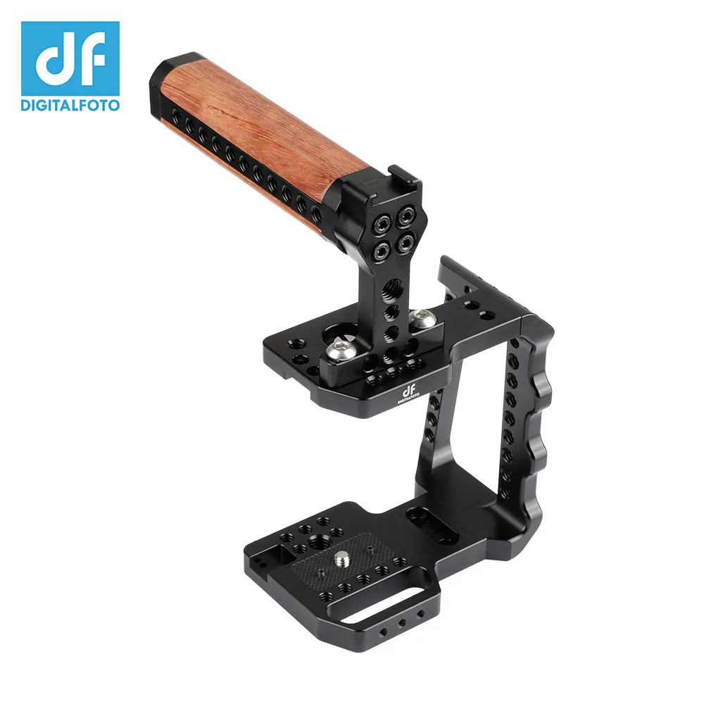 

DF DIGITALFOTO ELFIN-BMPCC 4K Aluminum Alloy Video Camera Cage with Top Wooden Handle for BMPCC 4K Camera mounting monitor