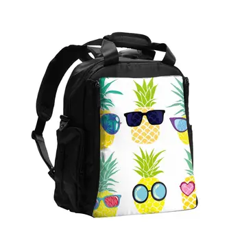 

Diaper Bag Yellow Pineapple With Glasses Maternity Nappy Bag with Newborns Foldable Changing Pad Diaper Cover Mat