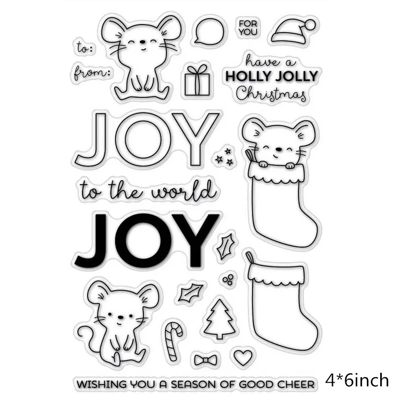 7 Joy mouse Merry Christmas элемент прозрачный силиконовый прозрачный штамп для скрапбукинга DIY ремесло Мягкая Печать New2019 украшение - Цвет: 7