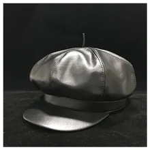 Унисекс Женская кожаная бейсбольная шляпа восьмиугольная шляпа уличная дорожная берет Повседневная кепка газетчика размер 56-58 см