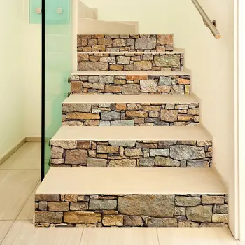 

13Pcs/Set Retro Stone Brick Staircase Sticker Home Stair Decoration Wallpaper Adhesive Vinyl Stairs Renovatie Mural trapstickers