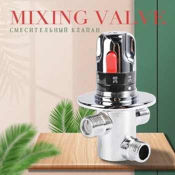 Brass Thermostatic Mixing Valve Thermostat Faucet for Shower System Water Temperature Control Silver Plating Home Improvement pipe thermostat faucet thermostatic mixing valve bathroom water temperature control faucet cartridges solar water heater therm
