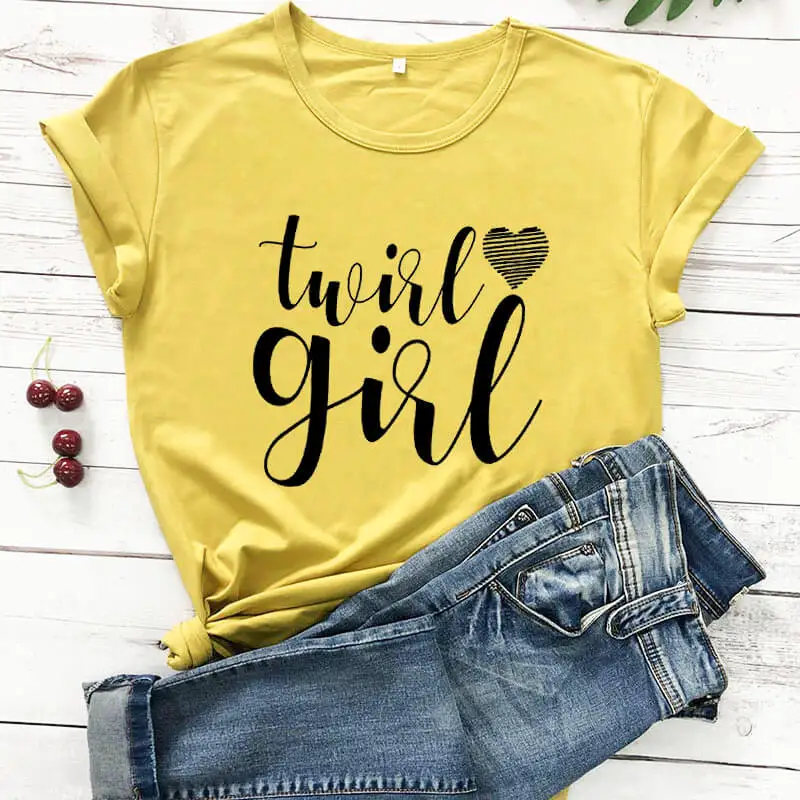 Забавная женская футболка Twirl Girl Новое поступление повседневная забавная из 100%