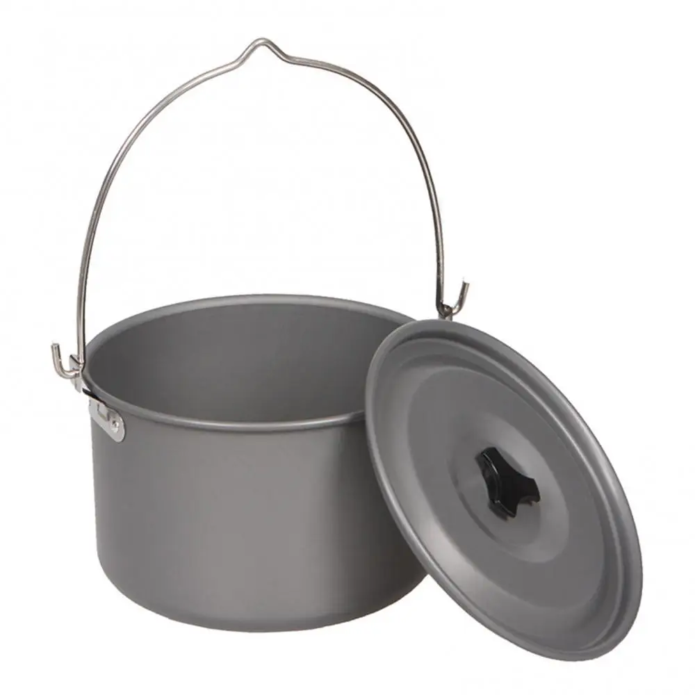 

4.2L Camping Hanging Pot Outdoor Picnic Hiking Aluminum Alloy Big Hanging Tea Pot Pan Kettle with Mesh Bag