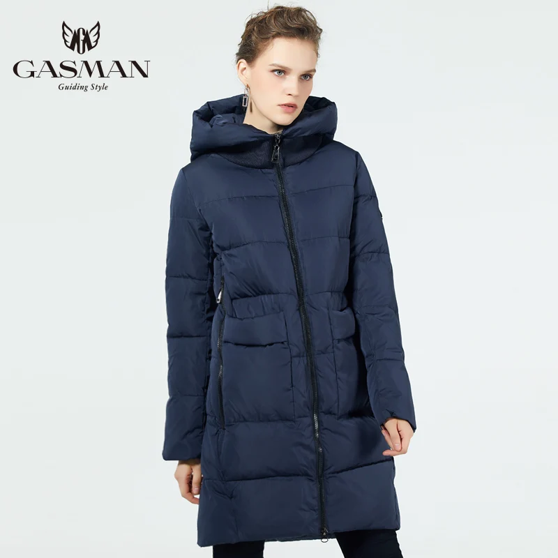 GASMAN модная куртка женская теплая парка с капюшоном био пух пальто большой размер 5XL 6XL женский пуховик новая зимняя коллекция - Цвет: deep blue