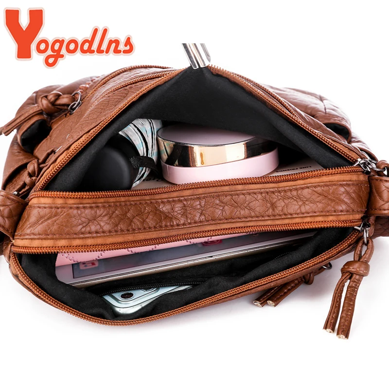 Yogodlns Winter New Shoulder Bag For Women Soft PU Leather Crossbody Bag Vintage Messenger Bag Lady Handbag Brands Lady Pouch