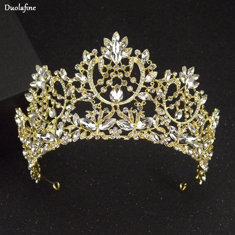 

Duolafine Luxury Gold And Silver Color Rhinestone Wedding Crown Tiara Fashion Handmade Bride Rhinestone Hair Accessories Crowns