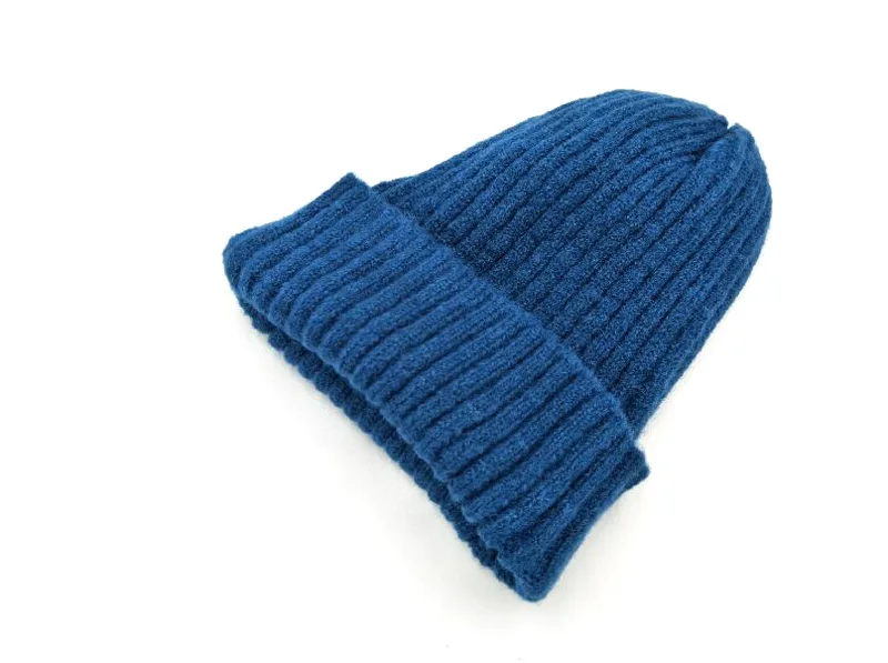 dark blue Корейская звезда Мода карамельный цвет мохер вязаная шапка осень зима теплый бренд Skullies Beanies остроконечные шляпы для женщин мужчин помпон - Цвет: dark blue