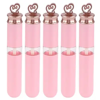 

5 PCS Lip Gloss Tubes DIY Heart Wand Plastic Empty Liquid Lip Stick Lip Gloss Lip Glaze Dispensing Bottles Containers Tubes