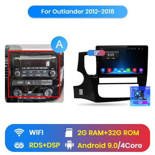Junsun V1 Штатное Головное устройство For Mitsubishi Outlander xl 2012- GPS Android 9.0 aвтомагнитола магнитола автомагнитолы Андроид для Мицубиси Аутлендер 3 аксессуары штатная магнитола автомобильная мультимедиа - Цвет: WIFI (2GB 32GB) A
