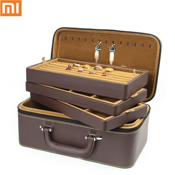 

Xiaomi High-grade Leather Multi-functional Portable Jewelry Box Large-capacity Three-layer Storage Display Inner Fluff Material