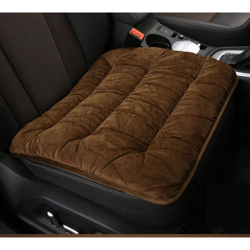 Флокированная ткань, не перемещается, подушки для автомобильных сидений, не скользит, подушка для автомобильных сидений, универсальная, сохраняющая тепло, зимние автомобильные аксессуары, чехол для сиденья - Название цвета: Brown 1
