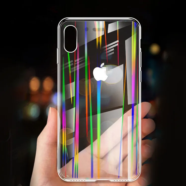 

ONEVAN Gradient Rainbow Laser Case for iPhone X XS Max Xr Transparent Hard Capa Fundas for iPhone 8 7 6 6S Plus Acrylic Case