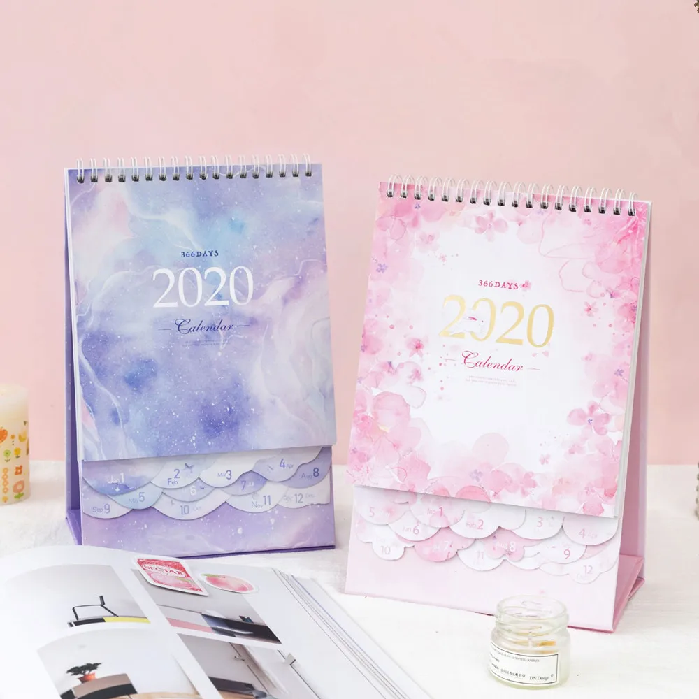 

"Flora Mystery" 2020 Desk Calendar Beautiful Table Scheduler Agenda Study Working Daily Planner Memo