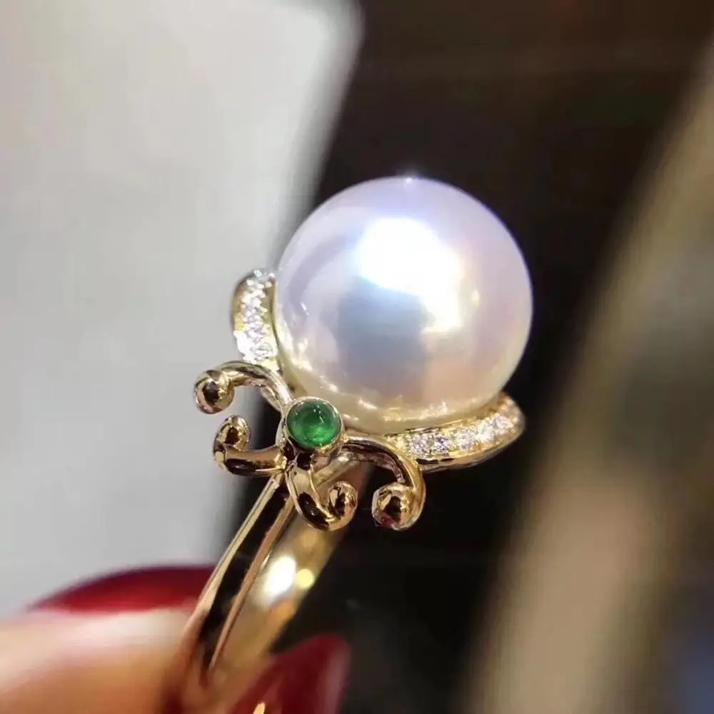

D319 Pearl Ring Fine Jewelry Natural 11-12mm Fresh Water White Pearls Rings for Women Fine Rings for Female's Presents