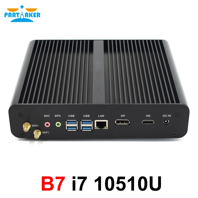 Мини ПК 10 го поколения без вентилятора Intel i7 10710U 10510U Настольный Win10 2 * DDR4 M.2 NVMe + Msata 5