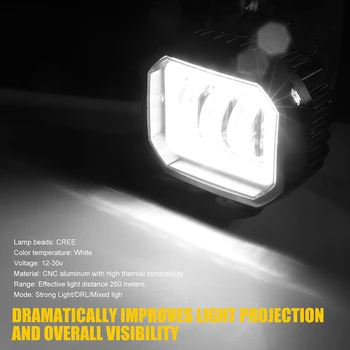 

Motorcycle Work Light Square Cool white Spotlight DRL Offroad Lighting