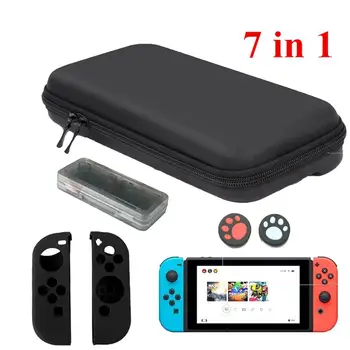 

7 in 1 Safe Protection Storage Bag Cover/Tempered Glass Screen/2 Controller Silicone Case/2 Controller Thumbsticks Caps