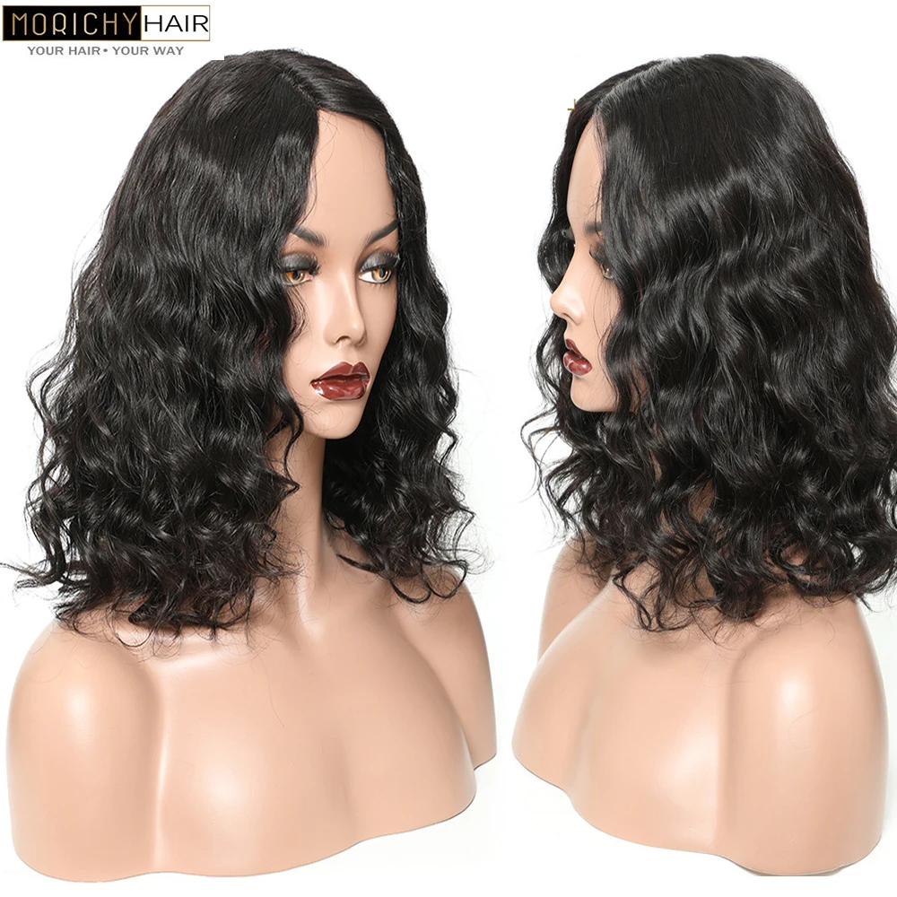 Morichy Brazilian Wavy Human Hair Wigs Short Cut Bob Lace Part Wigs 100% Human Hair For Woman Non-Remy Perruque Cheveux Humain