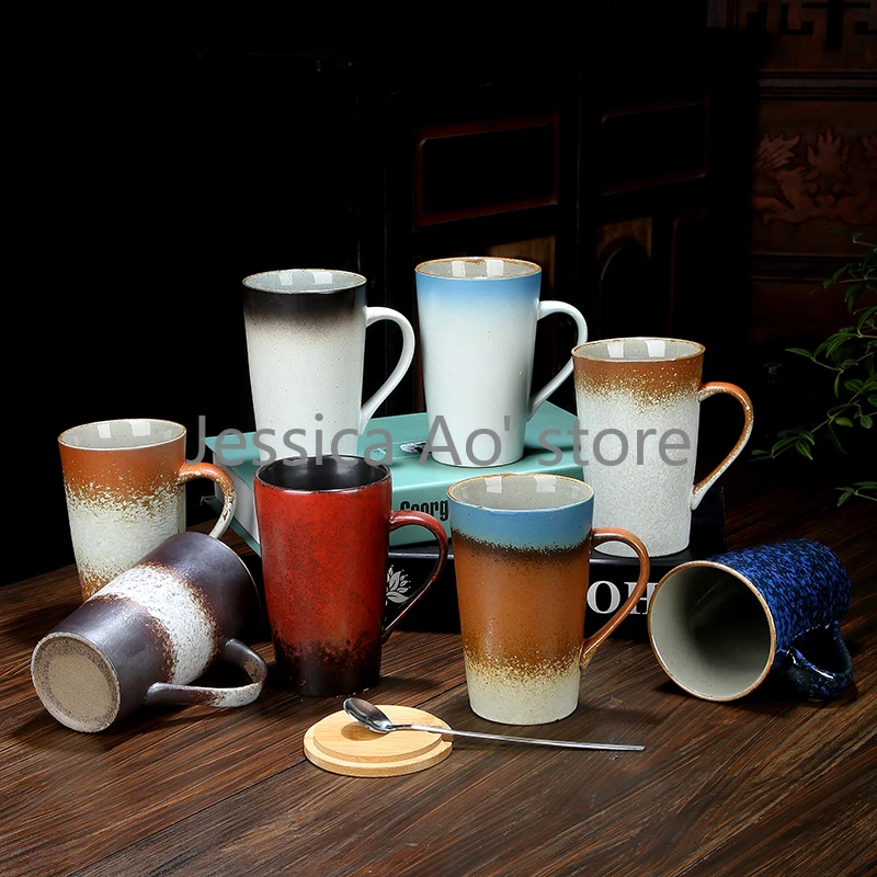 

400 мл большой Кофе чашка с ложкой в европейском и американском стиле Стиль Цвет изменение чашки милые кружки для кофе Кофе чашки и кружки, Керамика Кофе чашек из бамбука
