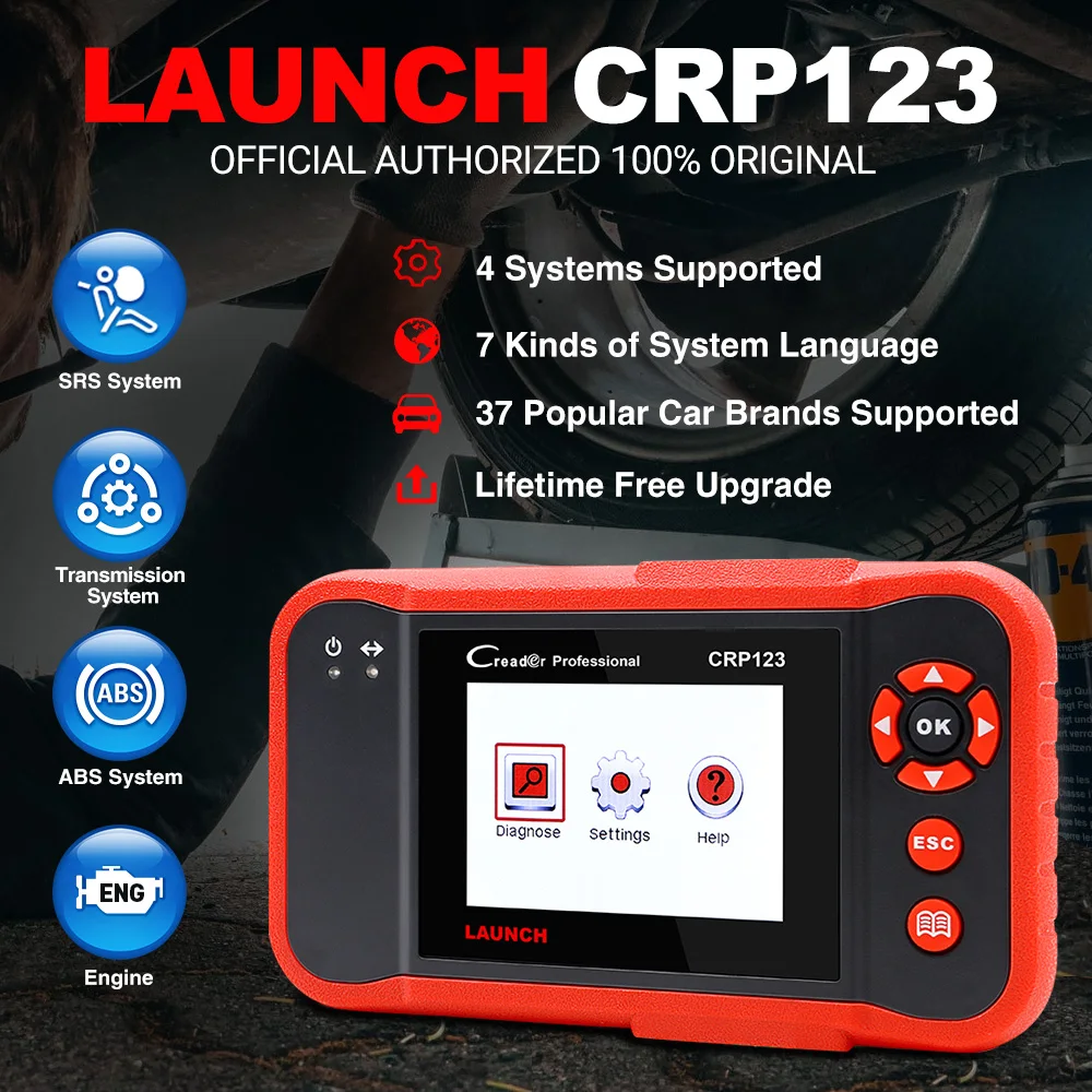 LAUNCH X431 CRP123 OBD2 Professional Automotive Scanner Engine ABS SRS AT Code Reader Car Diagnostic Tools Free Update pk CR3001 temperature gauge for car