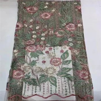 

African Lace Fabric 5 yards High Quality Guipure Lace Tulle French Embroidered Mesh Lace Fabric for African Wedding