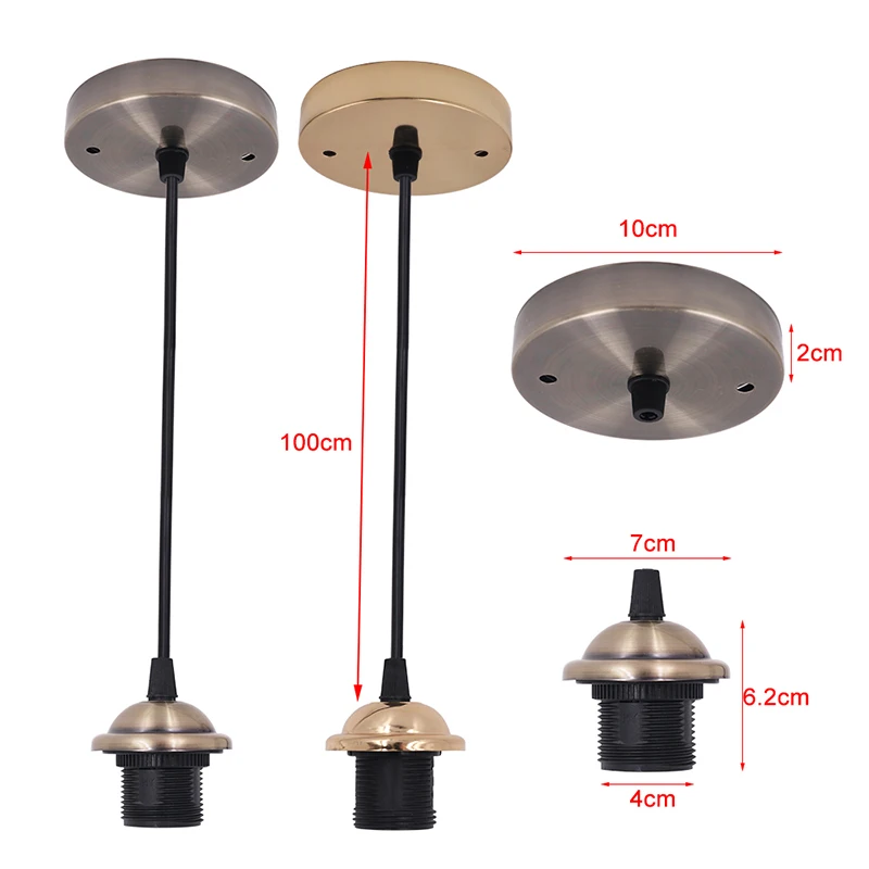 AC 220V Vintage Edison Lamp Base E27 Screw Ceiling Rose Light Pendant Light Holder E27 Screw Socket Base for Retro Incandescent Lamp Holder Lamp Bulb Holder Lamp Base