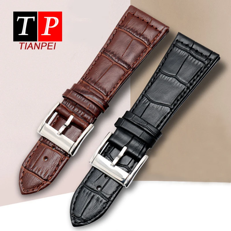 

Vanguard 22mm Cowhide Ventilation Silicone strap for LONG ISLAND 26mm 30mm Replace Leather Bracelet Watch with Male Women