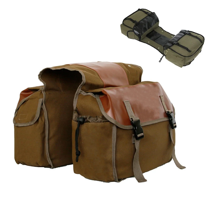 

Large Capacity Canvas Leather Patchwork Bicycle Saddle Bag Bike Carrier Bag Back Seat Pack Cycling Accessories Equipment XA122Q