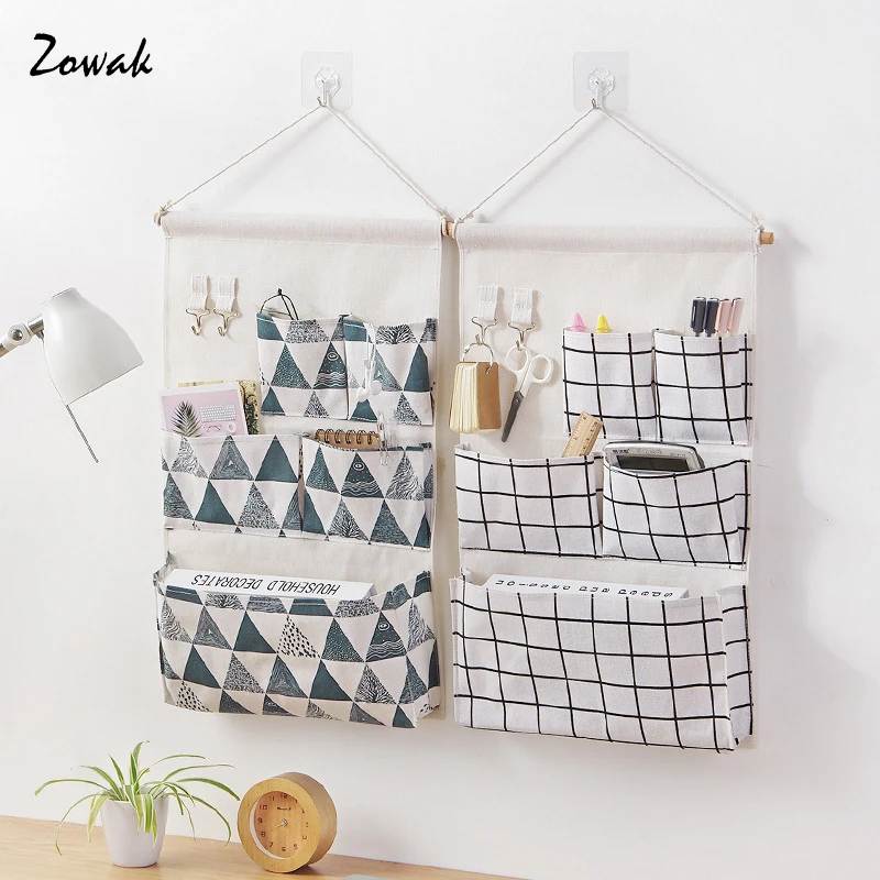 Hanging Storage Bag Wall Mounted 5 Pockets Nursery Over The Door Storage Pockets Fabric Wall Door Closet Bedroom Linen Cotton Storage Bags Aliexpress