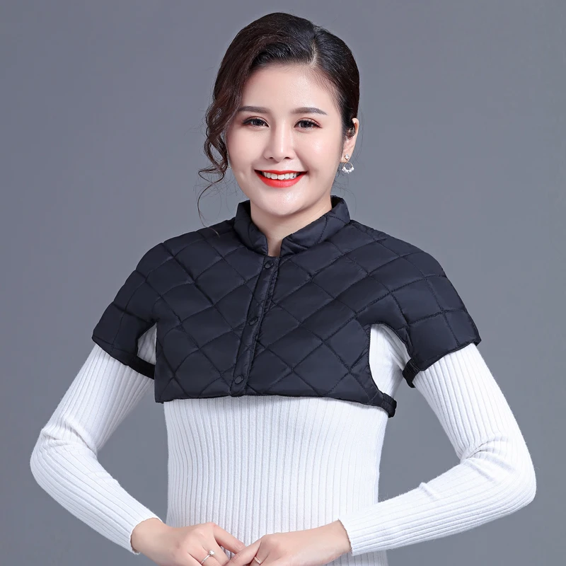 Winter Thicken Shoulder Pad Vest Women Red Black Quilted Short Puffer Waistcoat White Fleece Lining Warm Thermal Bolero Gilet