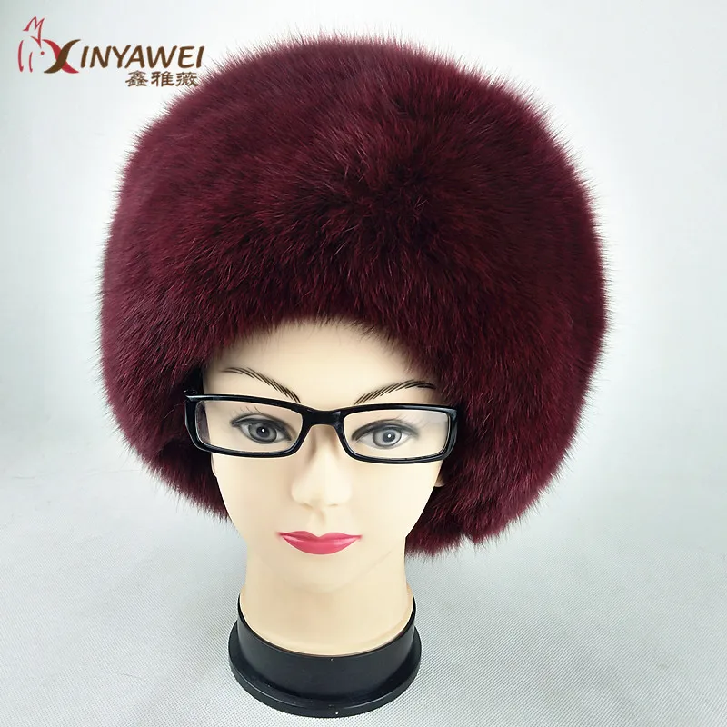 Натуральный Лисий мех зимняя женская шапка из меха лисы теплая Модная шапка с помпоном пушистая женская шапка из натурального меха - Цвет: red