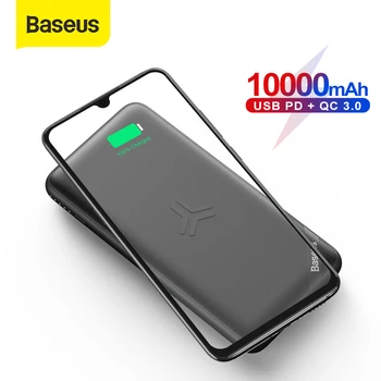 

Baseus 10000mAh Power Bank Qi Wireless Charge USB PD Fast Charging Powerbank Slim Portable External Battery Pack