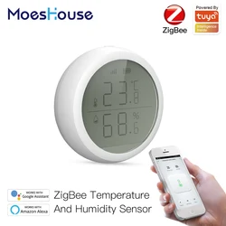 Tuya Smart ZigBee Smart Temperature And Humidity Sensor With LCD Display Battery Powered With Smart Life App Alexa Google Home
