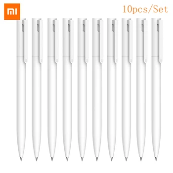 

New Xiaomi Mijia 10Pcs Gel Pens No Cap 0.5mm bullet pen black pen White PREMEC Smooth Switzerland Refill MiKuni Japan Ink black