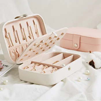 

Earring Ring Jewelry Display Storage Box Case Organizer Flannel Tray Holder Gift Bracelet imitation leather jewelry gift box