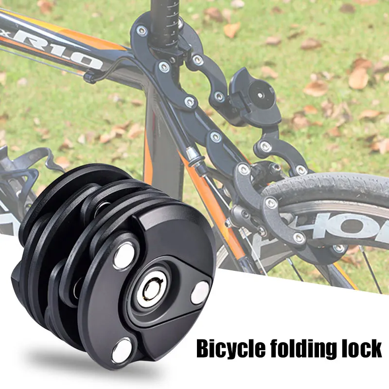  Bicycle Folding Lock Anti-Theft Safety Iron Fold Bikes Cycling Frame Bicycle Lock Travel Outdoor Ke