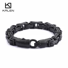Черный браслет из нержавеющей стали с цепочкой и звеньями для мужчин рок мужской 22,5 см черный Византийский браслет байкерские ювелирные изделия