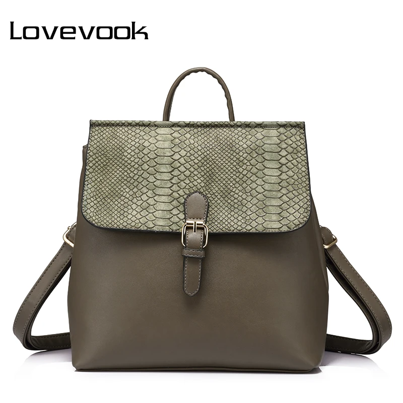 Женский небольшой рюкзак LOVEVOOK школьный портфель со змеиным принтом для девочек
