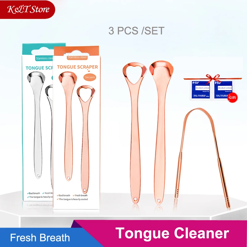 Brush Tongue-Scraper Fresher-Breath Cleaning Stainless-Steel Two-Colors Oral-Care-Tool
