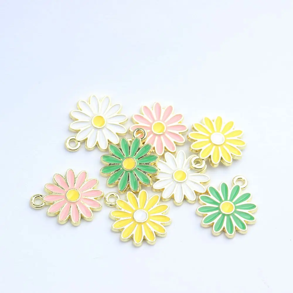 Zinc Alloy Enamel Earring Charms 15mm 10pcs/lot Designer Flowers Charms