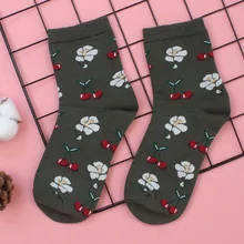 Новинка; 3 пары носков с фруктовым узором; милые теплые дышащие эластичные носки для женщин; сезон осень-зима; FIF66