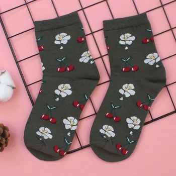 

Newly 3 Pairs Socks Fruit Pattern Cute Warm Breathable Elasticity For Autumn Winter Women FIF66