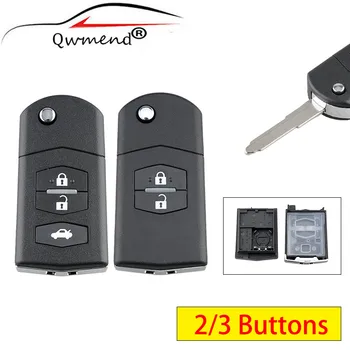 

QWMEND 2 3 Buttons Replacement Car Remote Key Shell For Mazda 3 5 6 Smart Flip Car Key Fob Case MAZ24R blade For Mazda Key Case