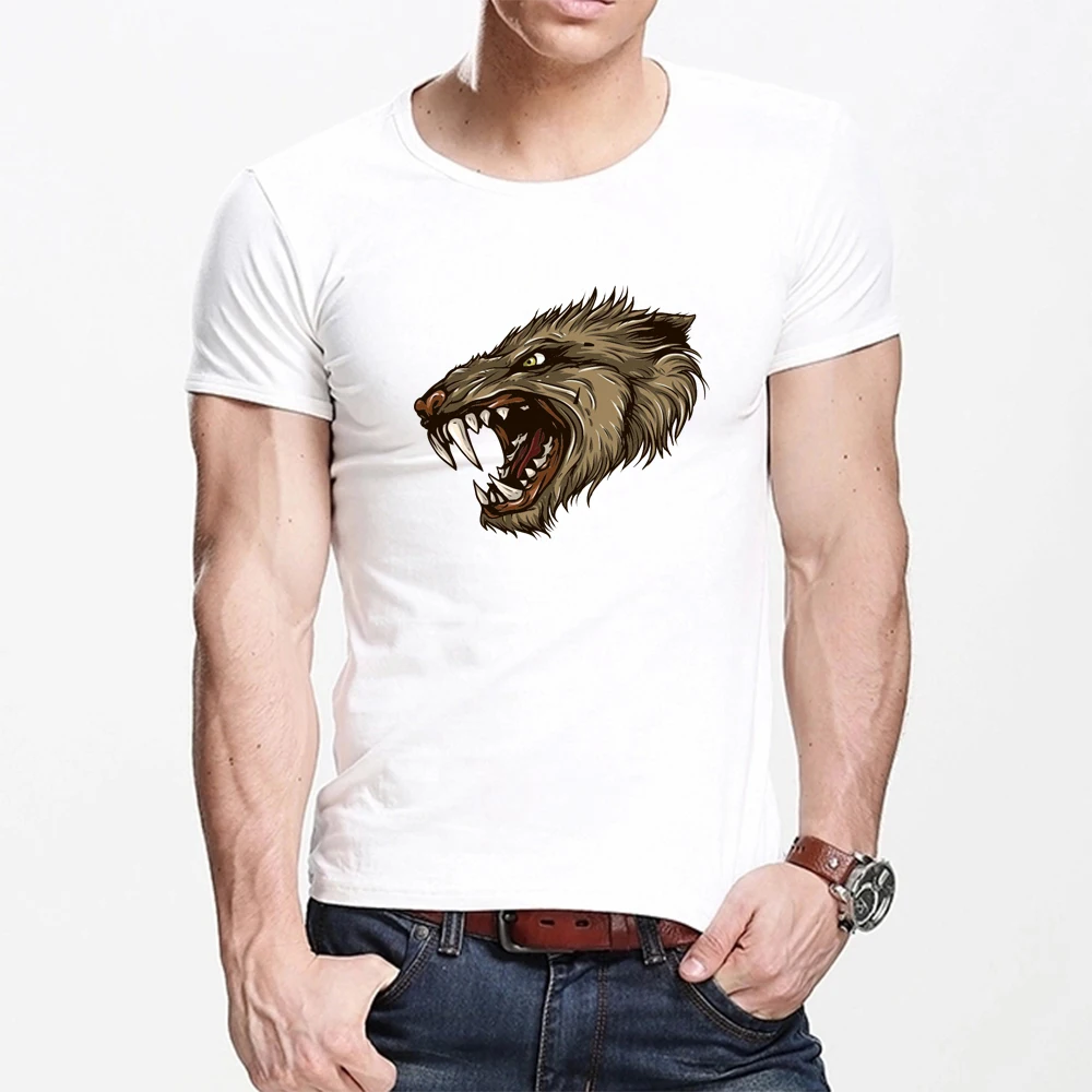 

MOUNTSHARP Summer T Shirt Men Harajuku Lion Head Funny Print Tee Tops Short Sleeve male T Shirt Casual male Clothes
