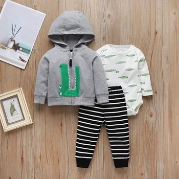 

Baby's Three Pieces Set Coat Trousers Girls Long-Sleeved Jumpsuit Polka Dot Hooded Sweater Solid Color Pants Cute New