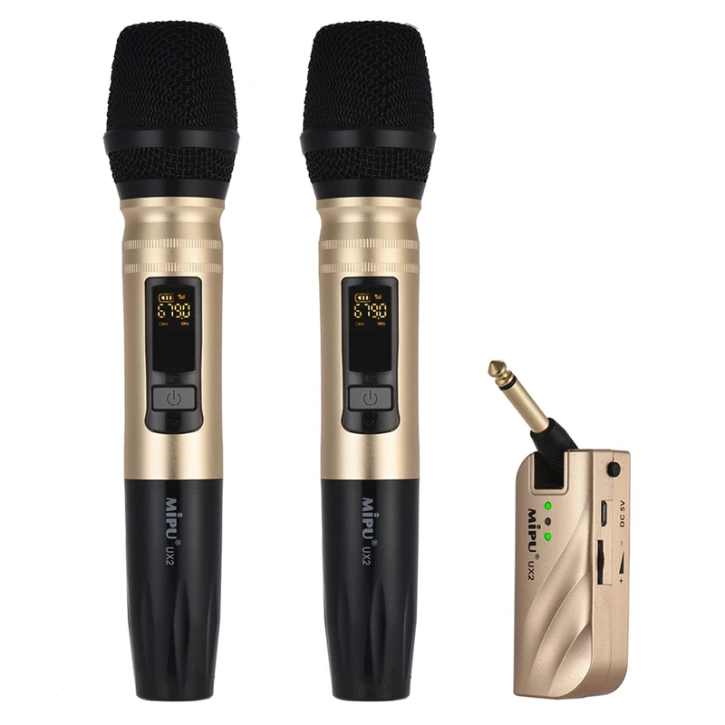 

Wireless Uhf Microphone With Portable Usb Receiver For Ktv Dj Speech Amplifier Recording (2Mic)